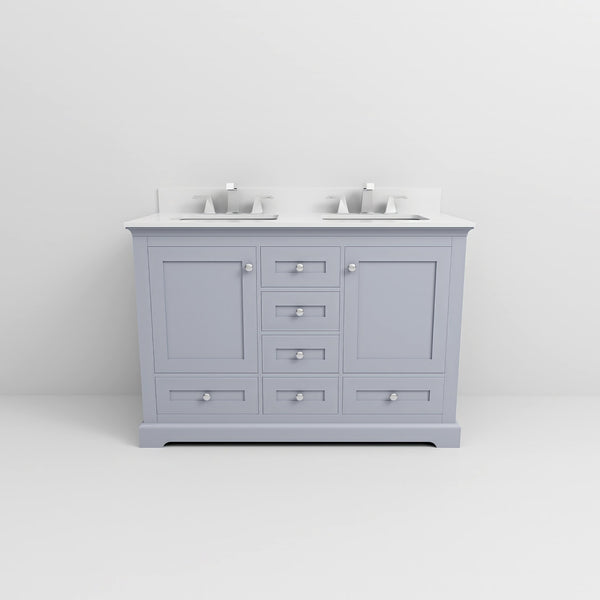 English Elm Dark Grey Double Bath Vanity With Cultured Marble Top, Faucet Set, & Ample Storage Solutions B2731P258331