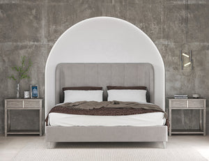 A.R.T. Furniture Vault California King Upholstered Shelter Bed - Stylish Mink Finish, Soft Grey Chenille Elegance Gray Parawood Solids,Foam,Fabric 285127-2354