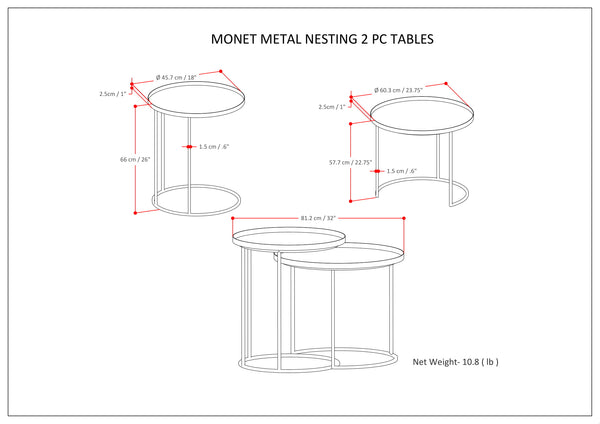 English Elm Monet - Handcrafted Metal 2-Piece Nesting Table Set In Black For Modern Industrial Elegance B136P158948