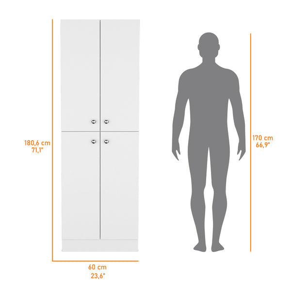 English Elm Cameron Pantry Cabinet for Modern Kitchens with 4 Doors, 5 Hidden Shelves, Elegant Space-Saving Design White 42.92 L x 28.75 W x 5.12 H B128P189934