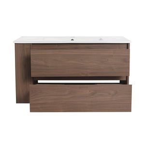 English Elm 36" Wall Mount Bathroom Vanity With High-Quality Ceramic Sink & Soft-Close Drawers For Storage W999S00143
