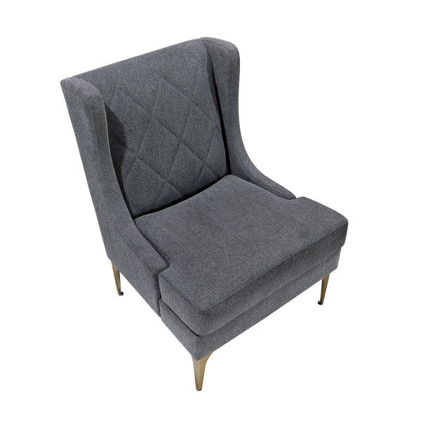 English Elm Modern Luxury Chenille Upholstery Wingback Accent Chair with Diamond Stitching, Gold Metal Legs and Reversible Cushion for Durable Comfort and Style Dark Gray 32.5 L x 28 W x 19 H B011P308541