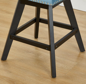 English Elm Swivel Velvet Barstools with Supportive Curved Back, Thick Foam & Spring Seat, 360° Rotation, Sturdy Wooden Frame Light Blue W1143P369089