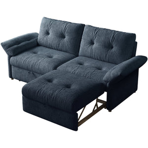 English Elm This Chenille Convertible Sofa Bed Seats Three and Unfolds Flat for Guests Easily Blue W3820S00043