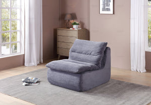 English Elm Single Sofa Chair Cozy Corduroy Compression Lounge Bean Bag with Plush Backrest for Relaxation Gray W3199P278599