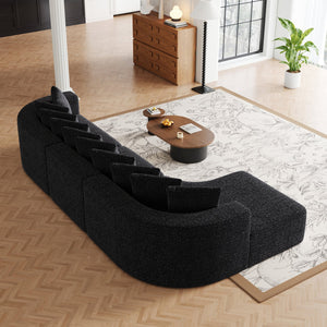 English Elm 131.1-inch Chenille Cloud Curved Sectional with Chaise Memory Foam Cushions 10 Pillows W3505S00012