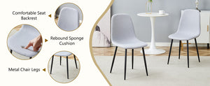 English Elm Table and Chair Set Marble Look Glass Top with Six Linen Seats for Modern Dining W1151S04627