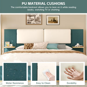 English Elm Christopher Knight Home® - King PU Leather Bed Frame with Wingback Headboard & Footboard, Gold Accents, Platform Slat Support, Elegant Design Green 76.4 L x 12.75 W x 8.75 H N761S0000024F