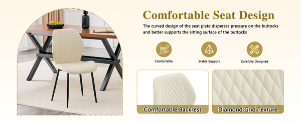English Elm 4-piece Diamond Quilted Upholstered Dining Chair Set with Sleek Black Metal Legs White+Black W1151P458006