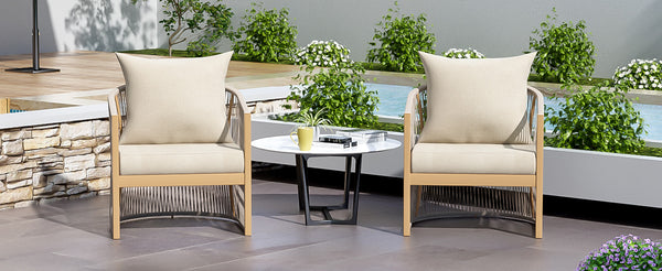 English Elm Christopher Knight Home® - [Set Of 2] Modern Beige Curved Aluminum Lounge Chairs With Plush Cushions For Outdoor Comfort N767P237033B_2
