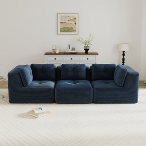 English Elm Modern Corduroy Sectional Sofa Tufted Modular Deep Seat Living Room Couch Blue W714S01801