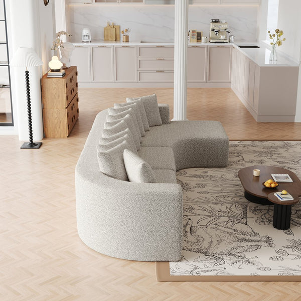 English Elm 131.1-inch Chenille Cloud Sectional Curved Modular Sofa with Memory Foam and 10 Pillows W3505S00011