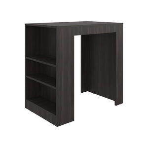 English Elm Lacour Open Shelf Kitchen Island Prep Station with Three Tier Melamine Storage Dark Walnut B097P474295
