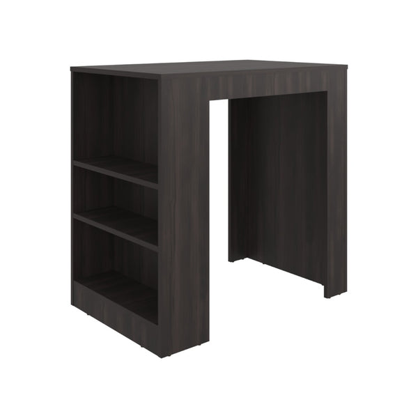 English Elm Lacour Open Shelf Kitchen Island Prep Station with Three Tier Melamine Storage Dark Walnut B097P474295