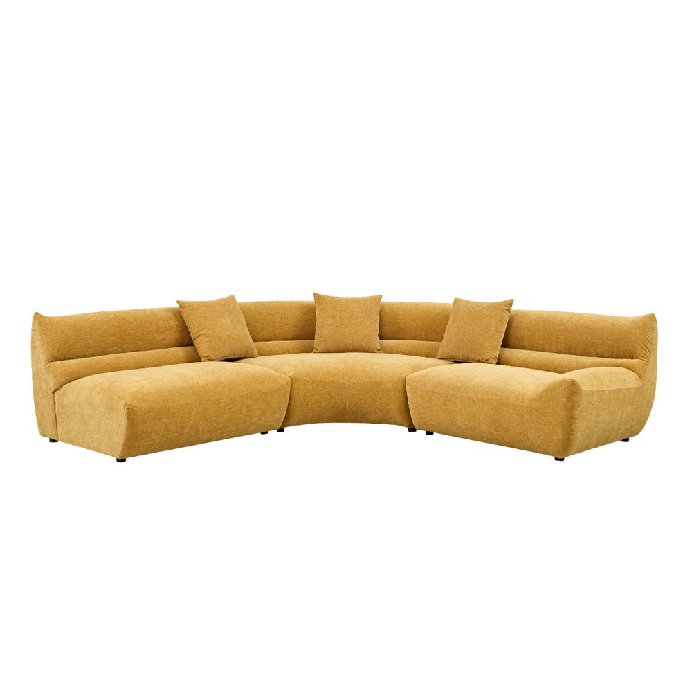 English Elm Modular Cloud Sectional Three Piece Curved Sofa with Polyester Upholstery for Living Room W2582S00203