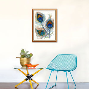 English Elm Set Of 2 Elegant Peacock Feather Framed Wall Art Prints – Stylish Replaceable Canvas Decor, 24X32" T3976P383242-GIGA