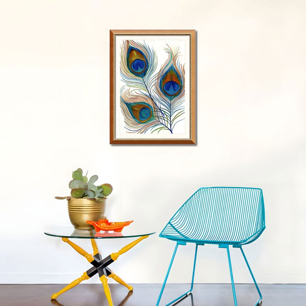 English Elm Set Of 2 Elegant Peacock Feather Framed Wall Art Prints – Stylish Replaceable Canvas Decor, 24X32" T3976P383242-GIGA