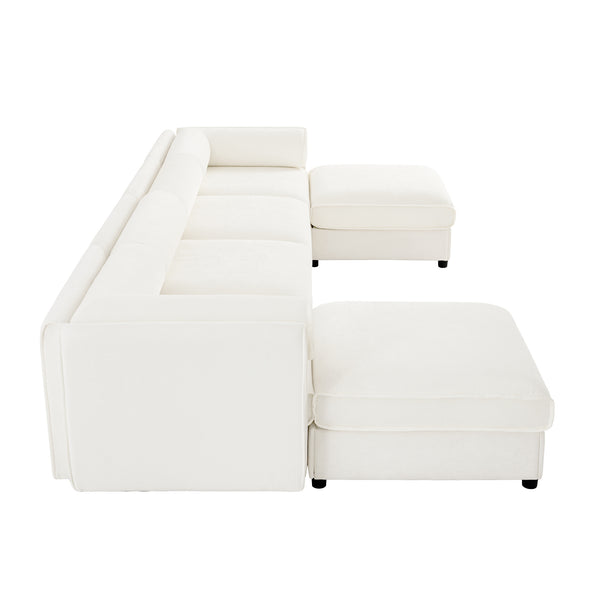 English Elm Modular Sectional Sofa With Hidden Storage, Luxurious Chenille U-Shaped Couch For Modern Living W714S01043