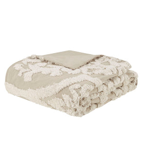 English Elm Full/Queen Viola 3-Piece Tufted Cotton Chenille Damask Duvet Cover Set — Cottage Chic, OEKO-TEX Certified Comfort B03597347