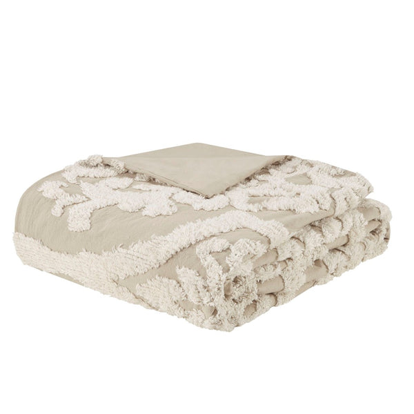 English Elm King/Cal Viola 3-Piece Tufted Cotton Chenille Damask Duvet Cover Set – OEKO-TEX, Button Closure, Cottage Chic Comfort B03597348