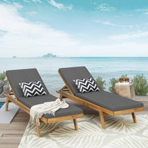 English Elm Christopher Knight Home® - Caily Chaise Lounge Set - Stylish Acacia Wood, Adjustable Recline, Water-Resistant Cushions For Outdoor Bliss 71346.00DGRY
