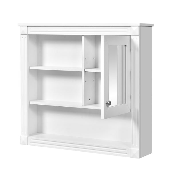 English Elm 32'' Bathroom Wall Cabinet Mirror — 32-inch Wall-Mounted Medicine Cabinet with Adjustable Shelves for Streamlined Bathroom Storage and Stylish Organization White N710P254922K