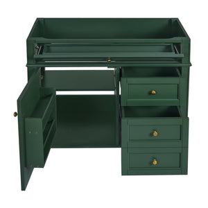 English Elm 36'' Modern Bathroom Vanity Cabinet with Tip-Out Drawer, Adjustable Shelf, Smooth Metal Slides, Solid Wood Frame Green N710P186084F