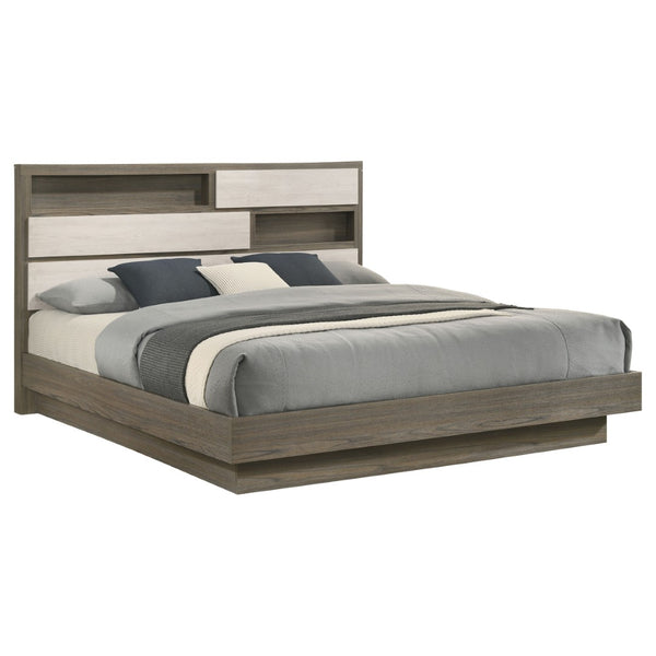 English Elm Pierce Eastern King Platform Bed with Led Headboard and Italian Gloss Finish B062S01833