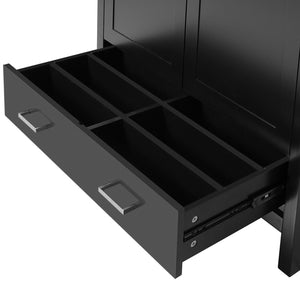 English Elm 72" Black Bathroom Vanity Set with Double Ceramic Sinks, Soft-Close Doors, Divided Drawer, Ample Storage and Solid Wood Frame for Durable Modern Style N729P000006B