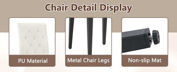 English Elm Table 5-Piece Stylish Dining Set With Textured Black Wood Table & Ergonomic White Pu Chairs W1151S04310-GIGA