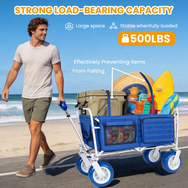 English Elm Beach Wagon Heavy Duty Folding Cart with 500lb Capacity and All Terrain Pvc Wheels W2932P412003