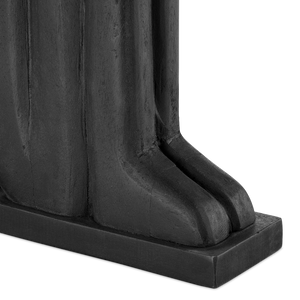 Abstract Contemporary Wooden Sculpture Set of 2 - Black Finish for Striking Home Decor Accents