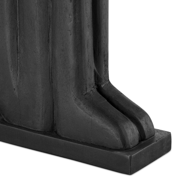 Abstract Contemporary Wooden Sculpture Set of 2 - Black Finish for Striking Home Decor Accents