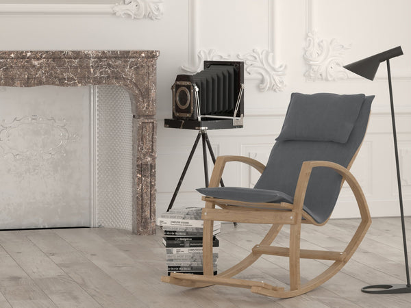 English Elm Modern Children's Rocking Chair with Sturdy Wooden Frame, Upholstered High Back, Washable Fabric, Safe Soothing Motion for Nursery and Playroom (Ages 0-8) Dark Gray B029P330085