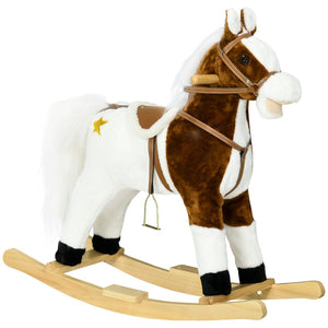 English Elm Qaba Plush Rocking Pony for Toddlers with Sound Effects and Padded Saddle Playroom Fun W2225P217696