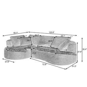 English Elm Modern Curved L-Shape Oversized Sofa: Luxury Minimalist Sleeper Couch For Living Room & Apartment Use W2339S00087