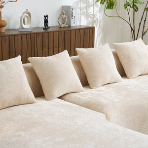 English Elm Full L-Shape Sectional Sofa with Curved Chaise, Modular Chenille Couch, High-Density Comfort for Apartment Living Beige W3612S00004