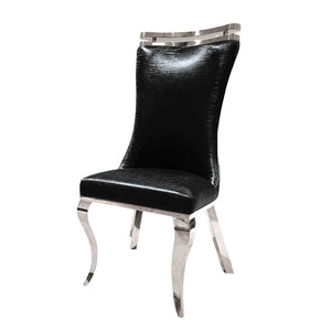 English Elm Glam 2Pc Side Chair Set - Tiger Print Faux Leather With Sleek Black Saber Legs For Dining Elegance B2741S00723