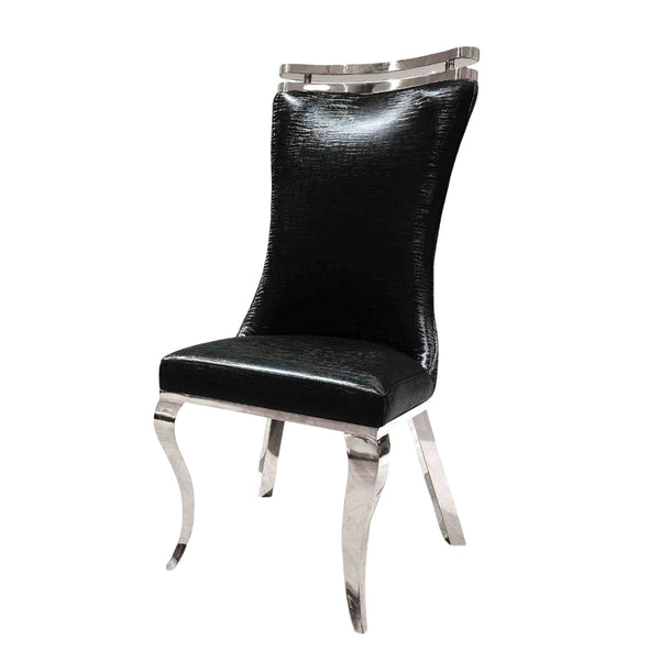 English Elm Glam 2Pc Side Chair Set - Tiger Print Faux Leather With Sleek Black Saber Legs For Dining Elegance B2741S00723