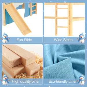 English Elm Twin Pine Loft Bed with House Frame Tent Led Lights Slide and Floor Space Below W1580S00290