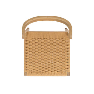 English Elm Jennifer Taylor Home - Capri Handcrafted Oak Dining Chair with Curved Back and Woven Natural Fiber Seat, Sculptural Elegance Brown B2719P395563