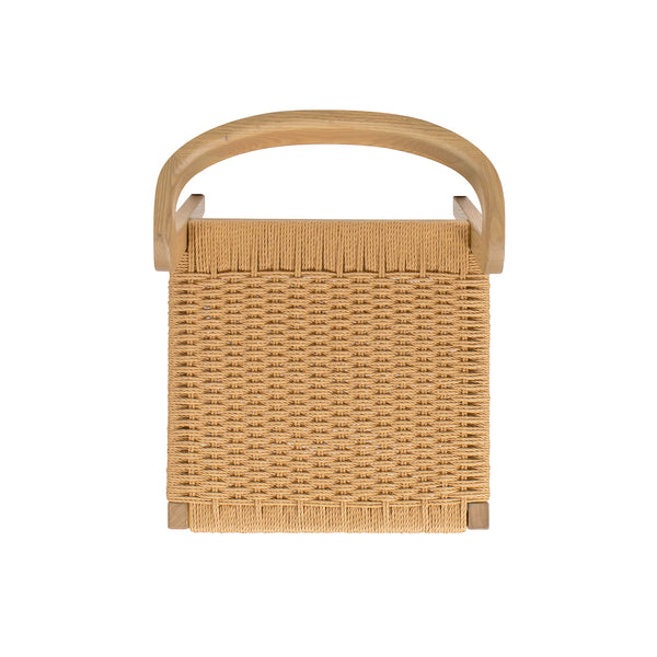 English Elm Jennifer Taylor Home - Capri Handcrafted Oak Dining Chair with Curved Back and Woven Natural Fiber Seat, Sculptural Elegance Brown B2719P395563