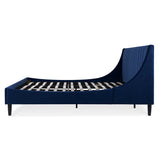 English Elm Aspen Vertical Tufted Headboard Platform Bed Set, King, Navy Blue Velvet