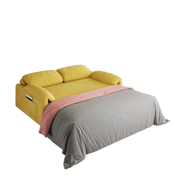 English Elm Dual-Purpose Velvet Sofa Bed Blue Black Pink - Stylish Retractable 2-Seater with Solid Wood Frame, 500lb Support W3371P302134