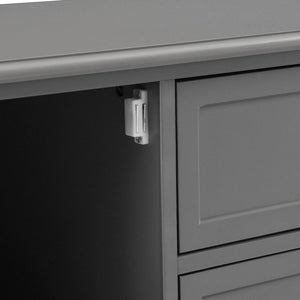 English Elm TV Stand with Modern Sleek Panel Design, Soft-Closing Drawers, Magnetic Doors & Sturdy Storage System Grey WF309280AAK