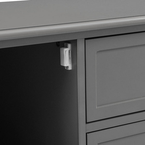 English Elm TV Stand with Modern Sleek Panel Design, Soft-Closing Drawers, Magnetic Doors & Sturdy Storage System Grey WF309280AAK