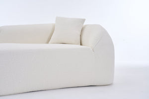 English Elm Ly-048 Sculpted Chenille Chaise Lounge Convertible Sleeper Sofa for Modern Living Spaces Milk White W2231P401698