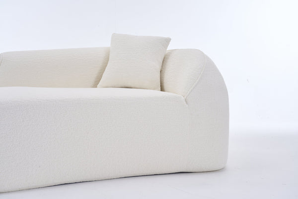 English Elm Ly-048 Sculpted Chenille Chaise Lounge Convertible Sleeper Sofa for Modern Living Spaces Milk White W2231P401698