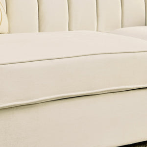 English Elm 81" Tufted Velvet Chesterfield Sofa with Gold Steel Legs for Elegant Living Rooms Beige W1191S00062
