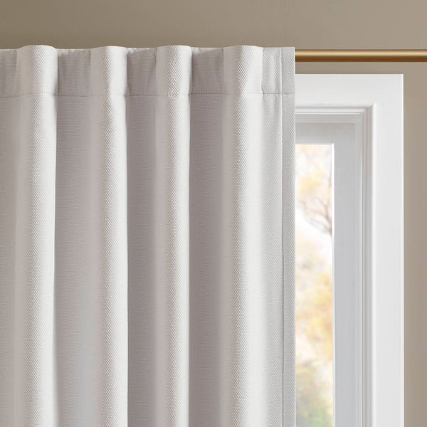 English Elm 2-pk 52x95 Total Blackout Curtain Panels Noise Reducing Embossed Bedroom Set White B035P496616